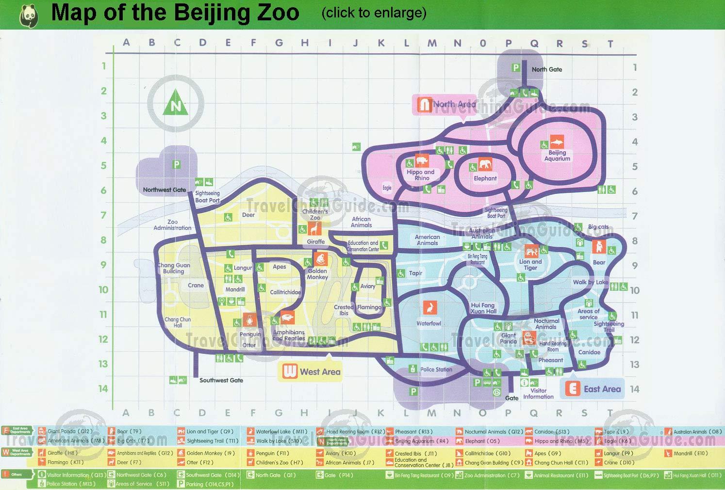 El zoológico de Beijing mapa - Mapa de el zoológico de Beijing (China)