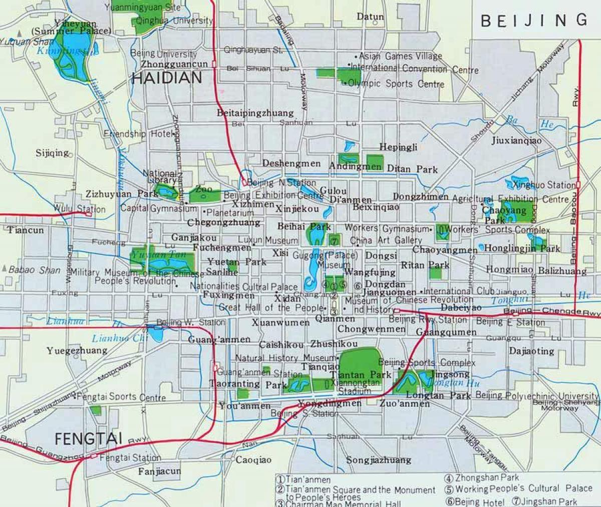 Mapa del centro de la ciudad de Beijing