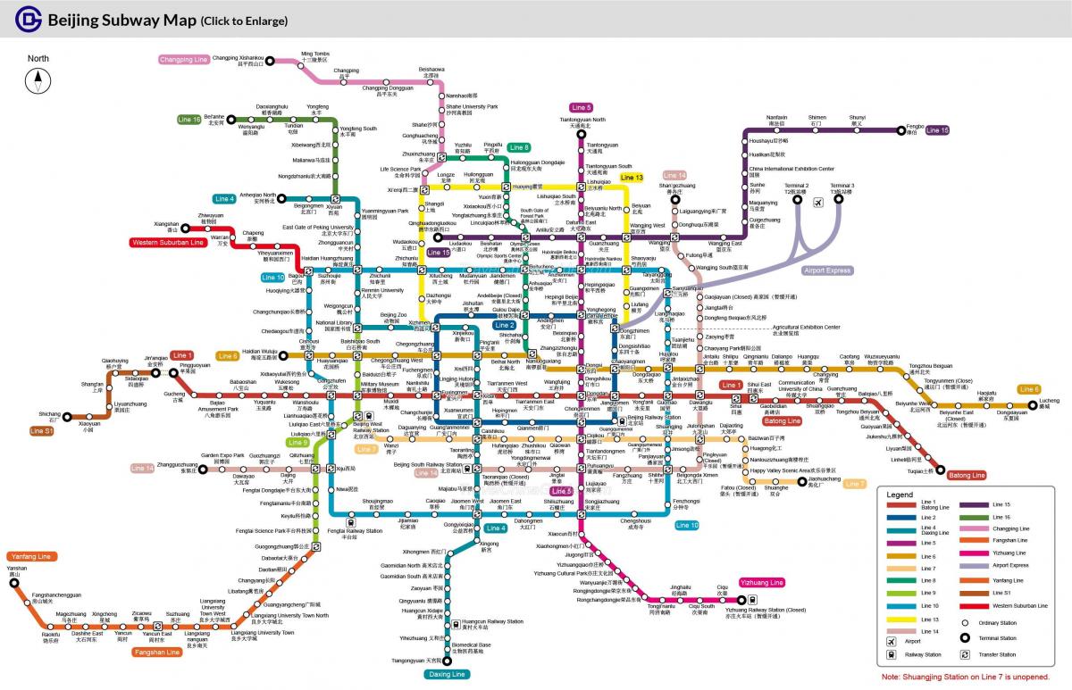 Beijing mapa del metro de 2016