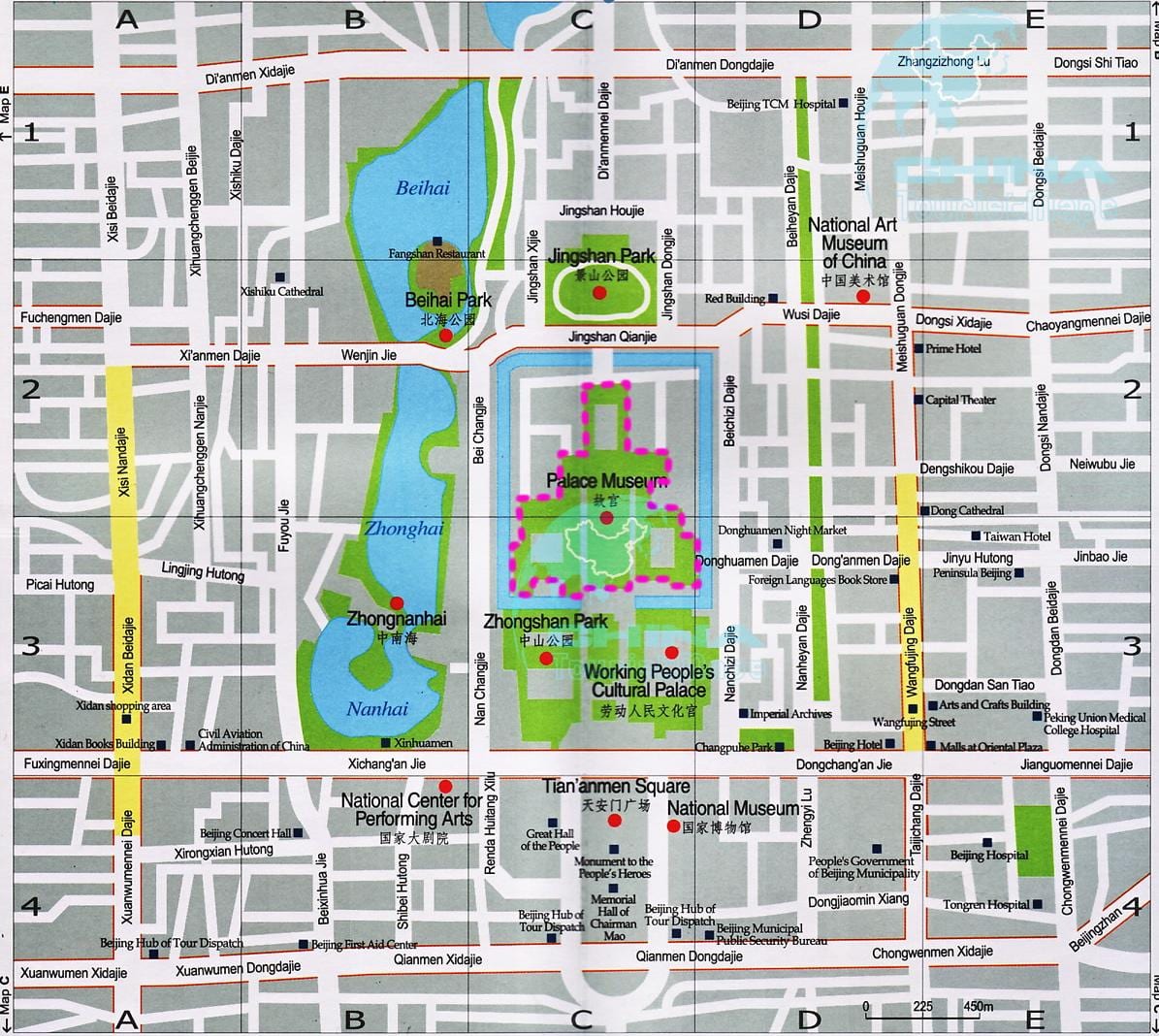 mapa de Beijing atracciones turísticas