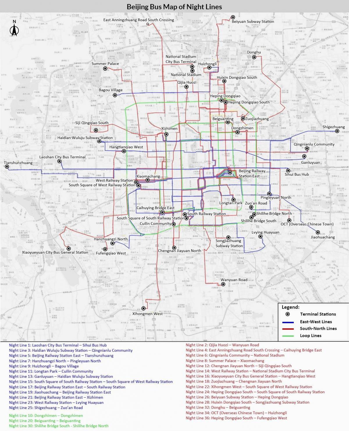 Beijing mapa de ruta de autobús