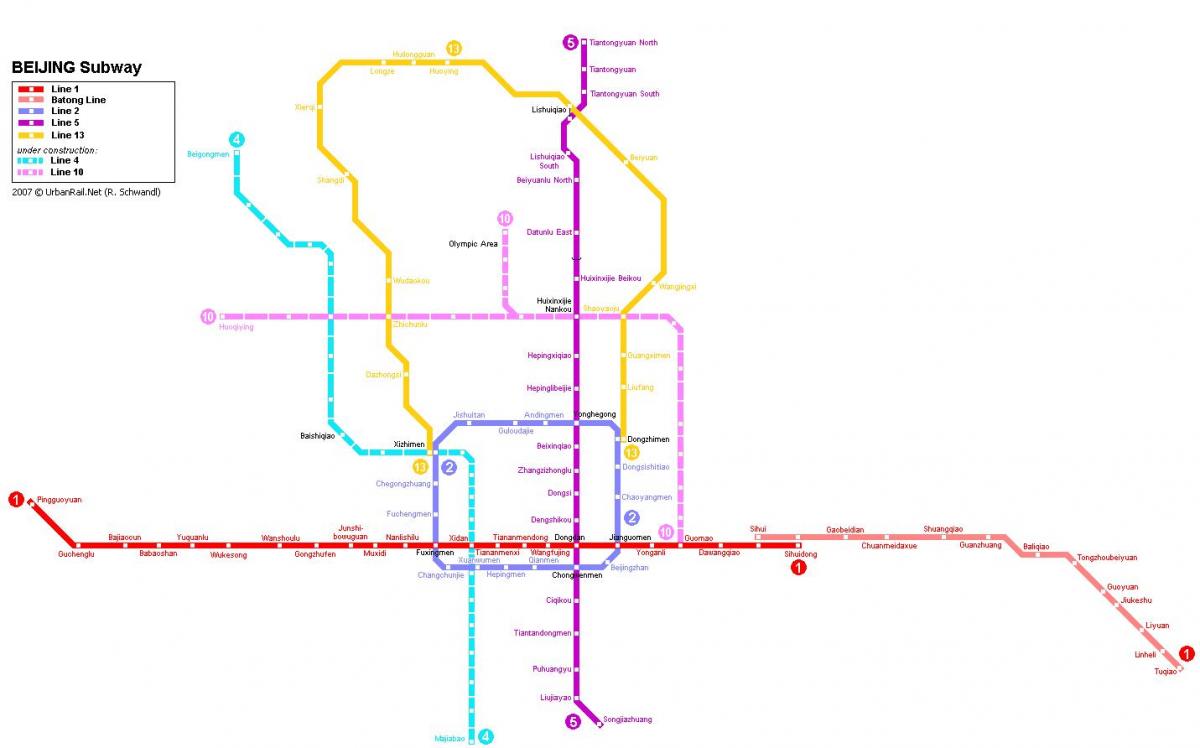 mapa de Beijing metro de la ciudad de