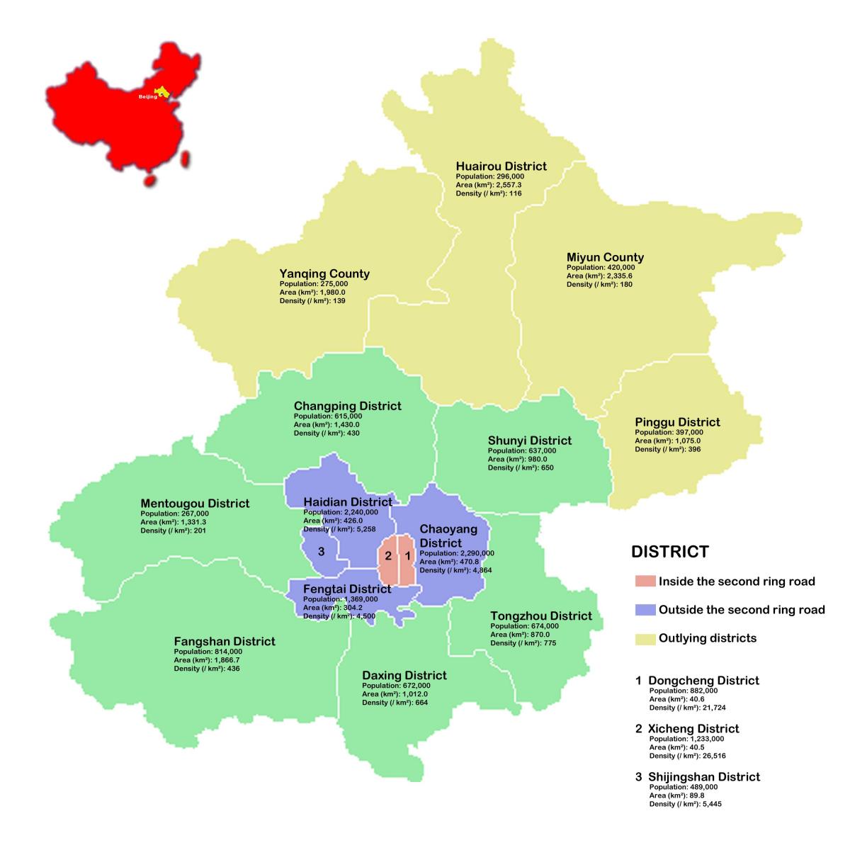 Beijing mapa del vecindario