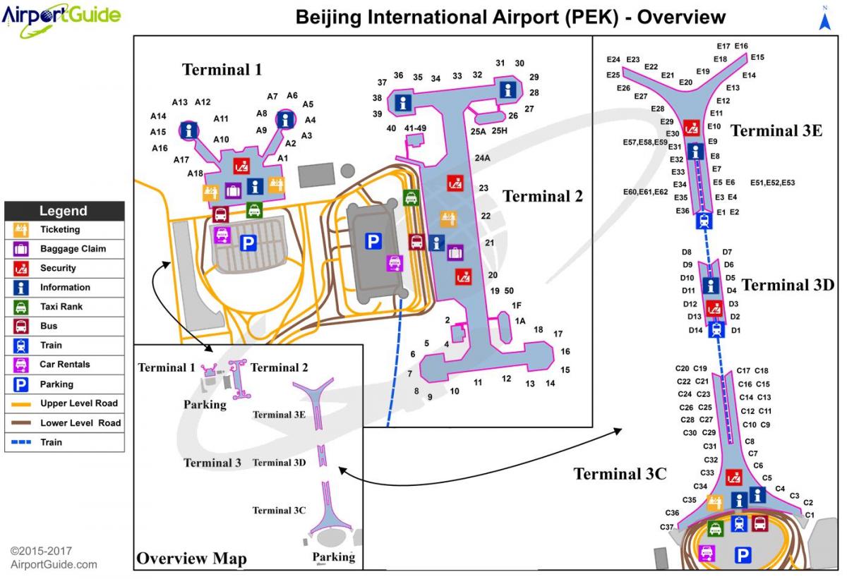 El aeropuerto internacional de pekín de la terminal 3 del mapa