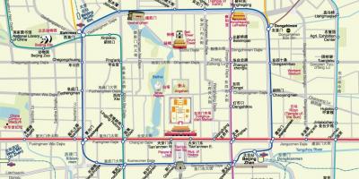 Mapa de Beijing subway mapa con lugares de interés turístico